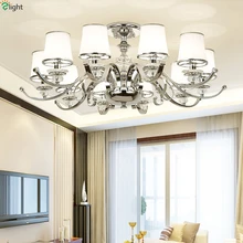 Современный, хромированный, металлический светодиодные люстры Гостиная Стекло Светодиодная потолочная люстра лампа Обеденная хрустальная люстра лампа