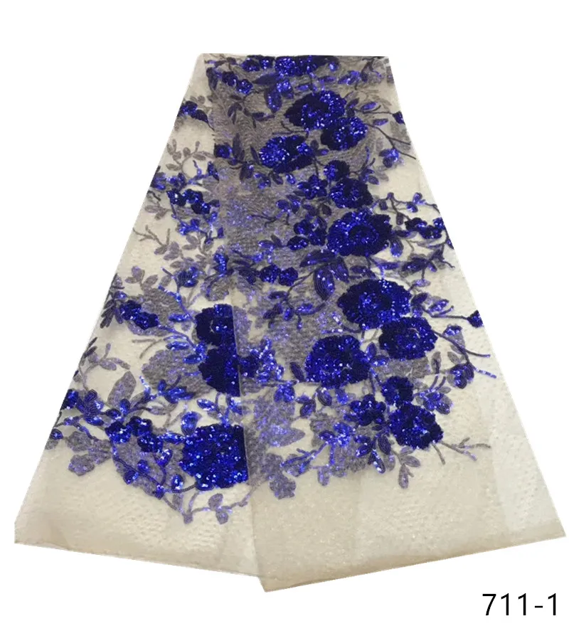 

High Quality Sequins Mesh Lace Fabric African Nigerian Embroidered Sequined Guipure Tulle Net Laces For Indian Lady Dress 711