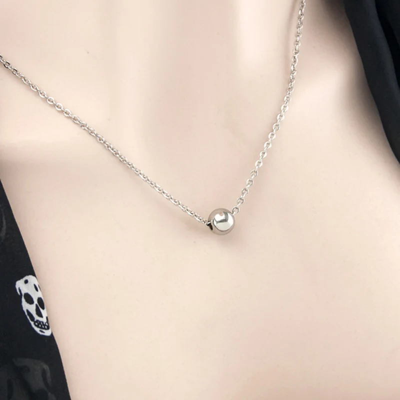 

Chain Necklace Ball Stainless Steel Long Necklaces Sweet Fashion Jewelry Party Wedding Gifts for Girlfriends Women