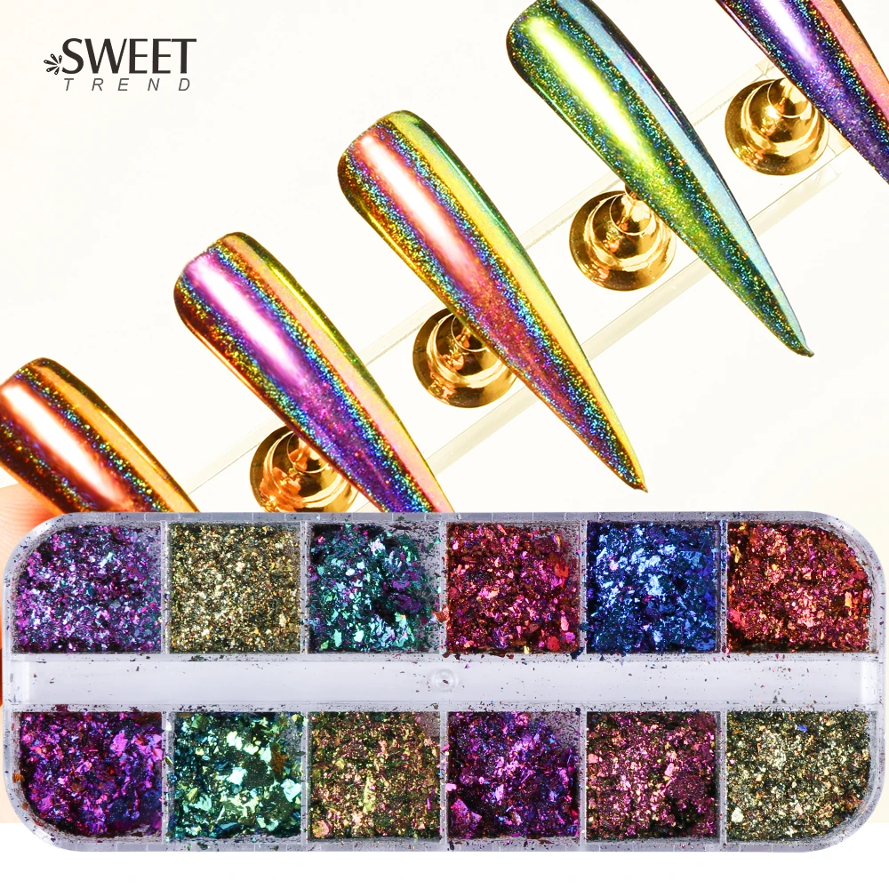 

1Set Mixed Irregular Nail Glitter Powder Chameleon Effect Nail Sequins Flakies Colorful Manicure Nail Powder Craft Decor LAQC