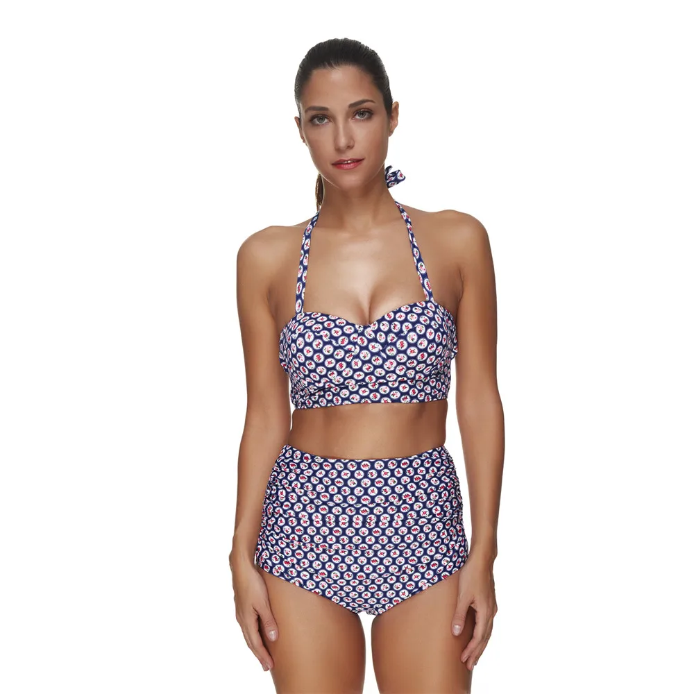 Push Up Padded Bikini Sexy Floral Print  Swimsuit High Waist Swimwear Women Vintage Biquini Bathing Suit Maillot de Bain Femme (11)