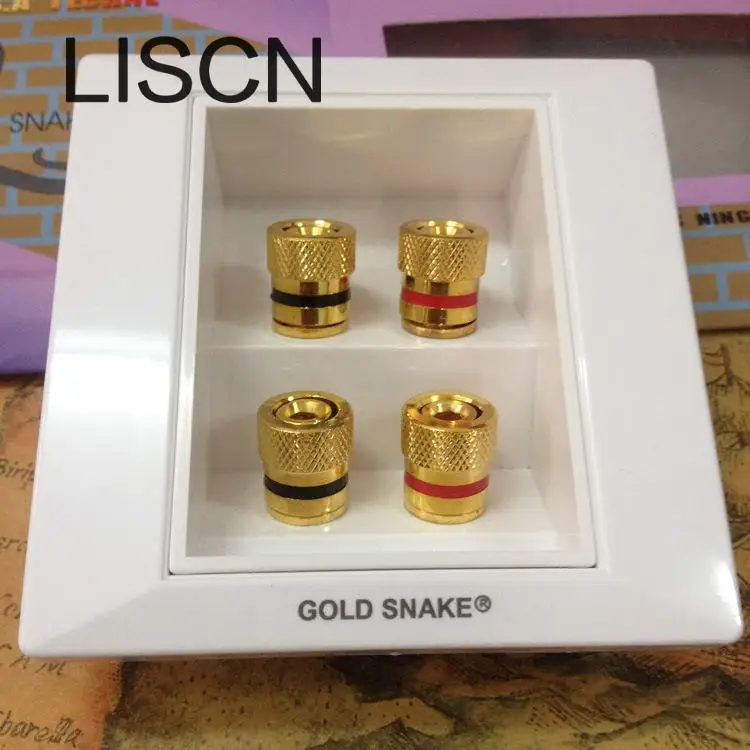 

DIY Home Car Stereo Screw Cup Connectors Subwoofer Plugs 4-Way Speaker Square Box Transparent Terminal Binding Post Pure-coppe