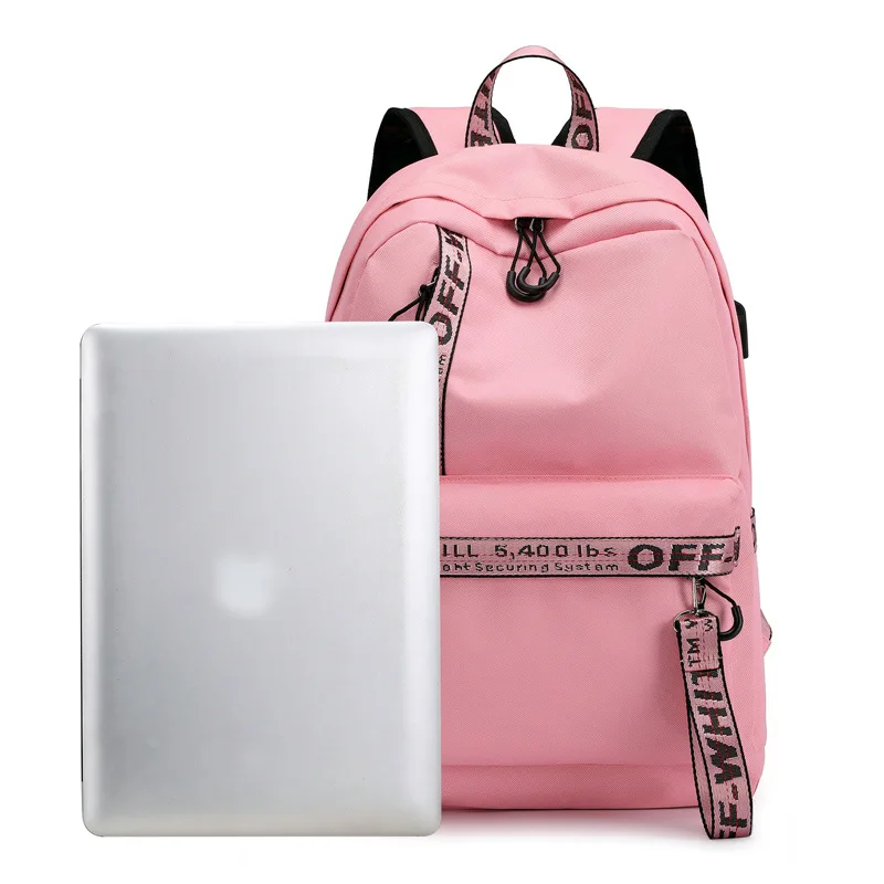Повседневный женский рюкзак в консервативном стиле, Большой Вместительный школьный рюкзак с буквенным принтом, рюкзак с зарядкой через usb, рюкзак для ноутбука