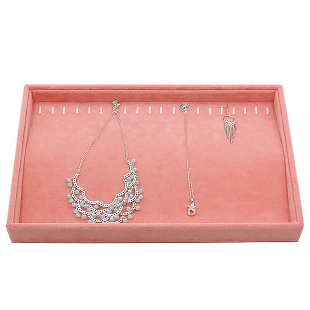 Velvet Jewelry Display Stand Tray Brooch Ring Earrings Holder Organizer Rack