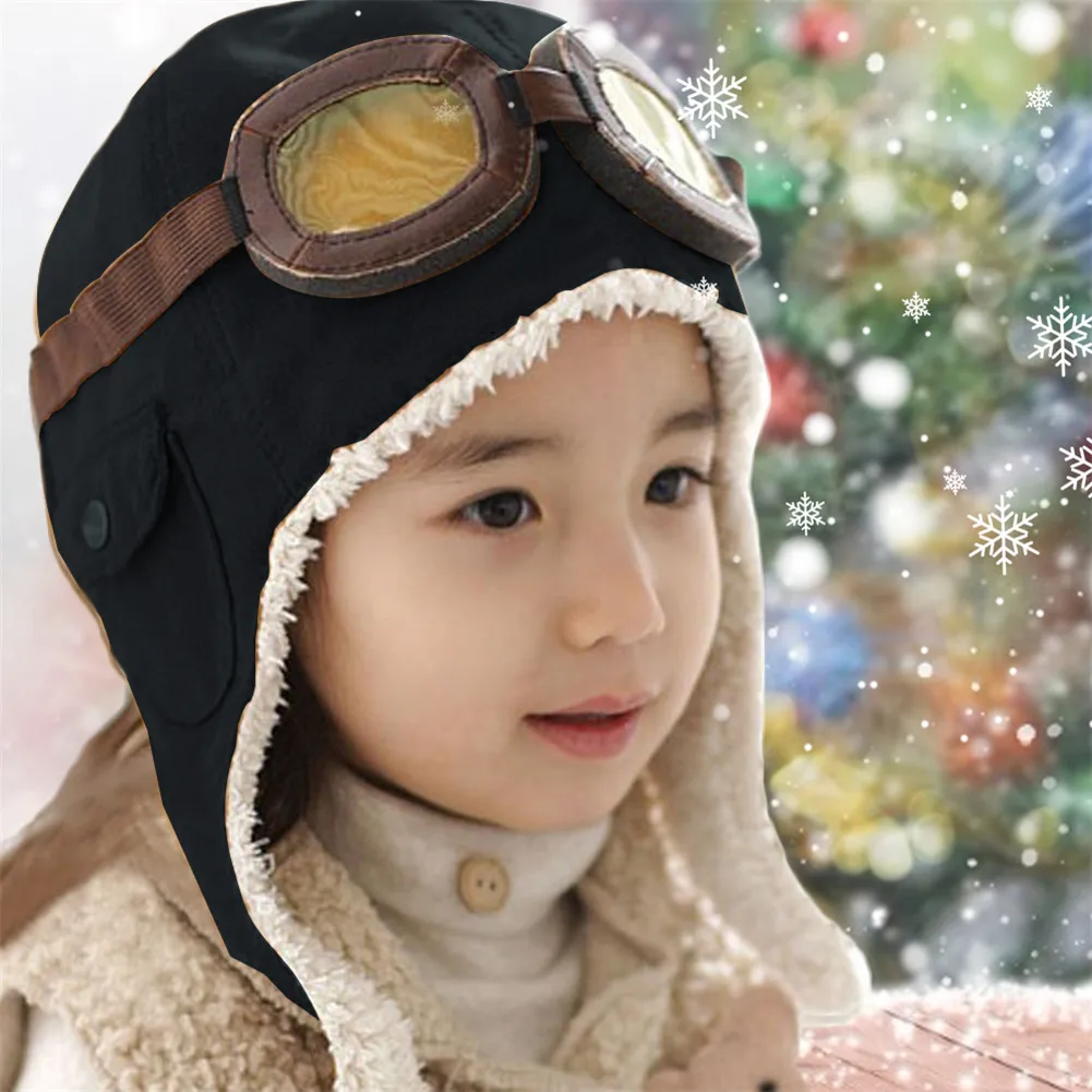 Теплая детская шапка осень зима бархат мода шлем летчика для От 2 до 7 лет мальчиков и девочек дети хлопок модные шапки