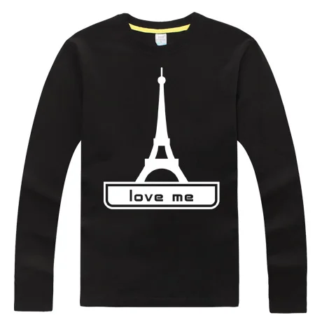 Майка «Париж» Мужская футболка больших размеров вечерние футболки светится в темноте Высокое качество хлопок длинный рукав Топ 4xl, 5XL, 6XL - Цвет: 3 black