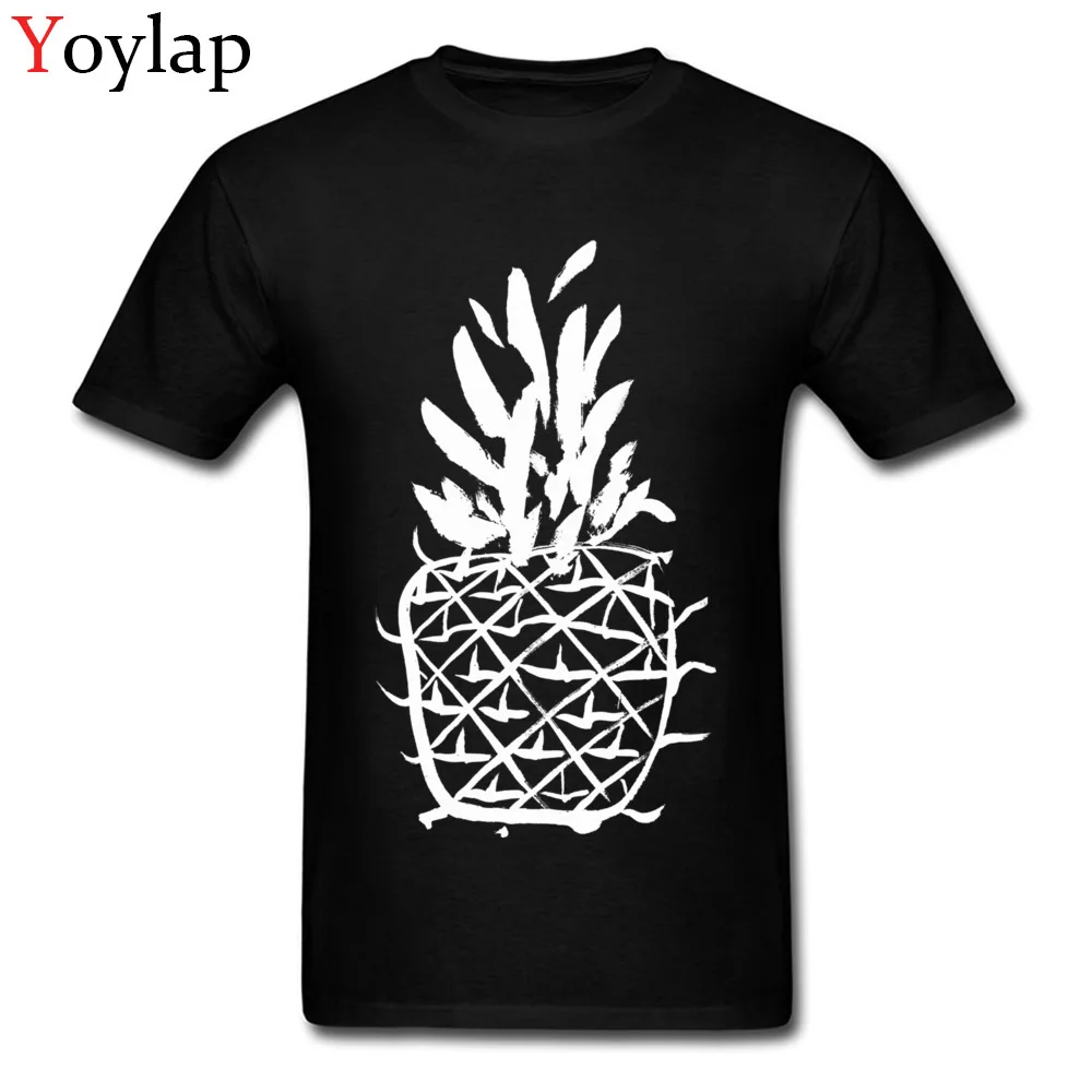 Hot Sale Casual Tops Tees Standing pineapple Fall Short Sleeve 100% Cotton Round Collar Mens T Shirt Casual Tee-Shirts black