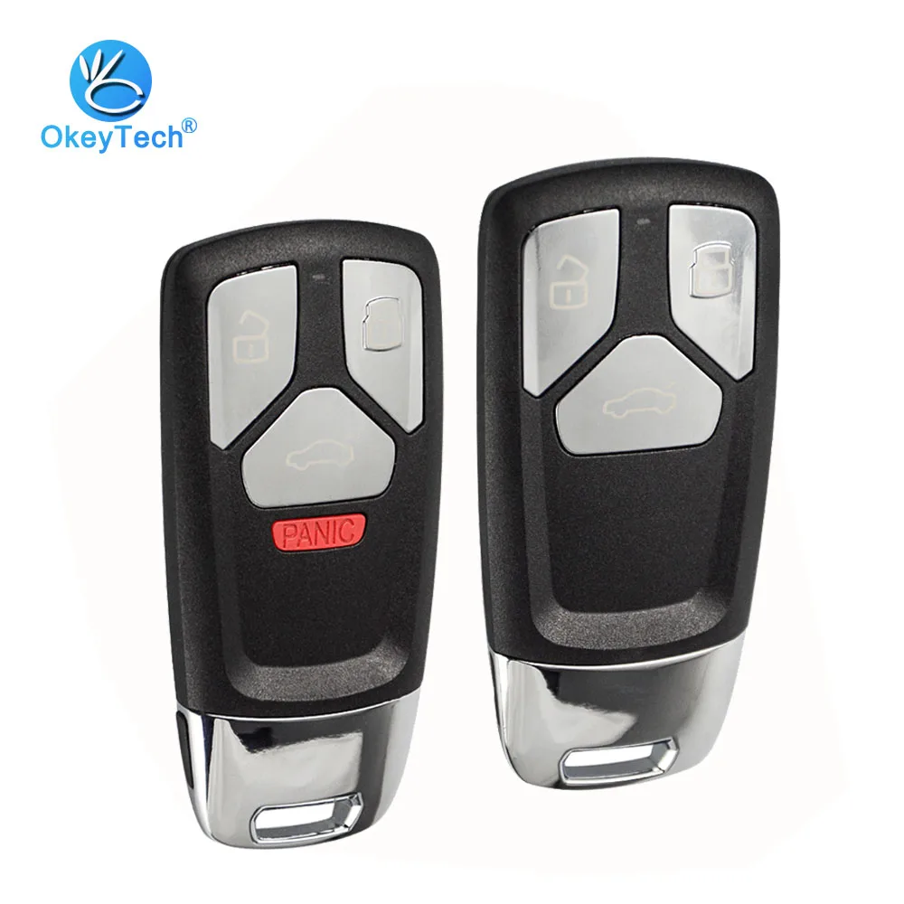 OkeyTech 3/4 Кнопка дистанционная карта смарт-ключа авто ключ оболочки Fob для Audi TT A4 A5 S4 S5 Q7 SQ7& Uncut пустая вставка лезвия