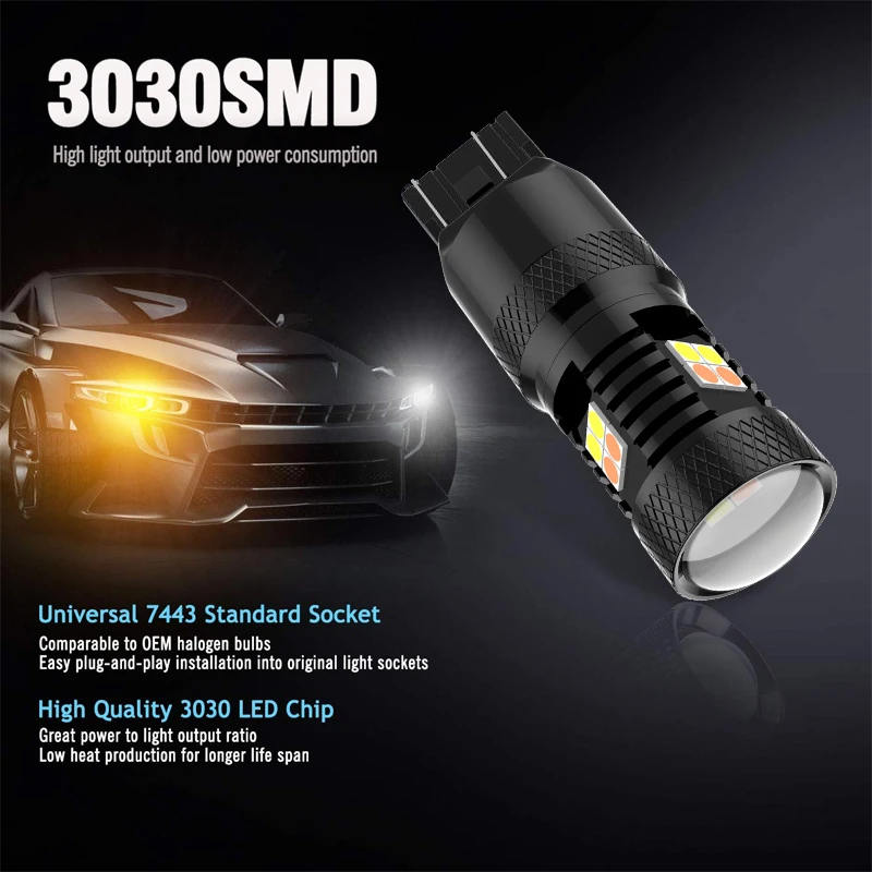 1 шт. 1156 P21W светодиодсветодиодный лампа BA15S PY21W BAU15S 1157 BAY15D 7443 3157 16SMD 3030