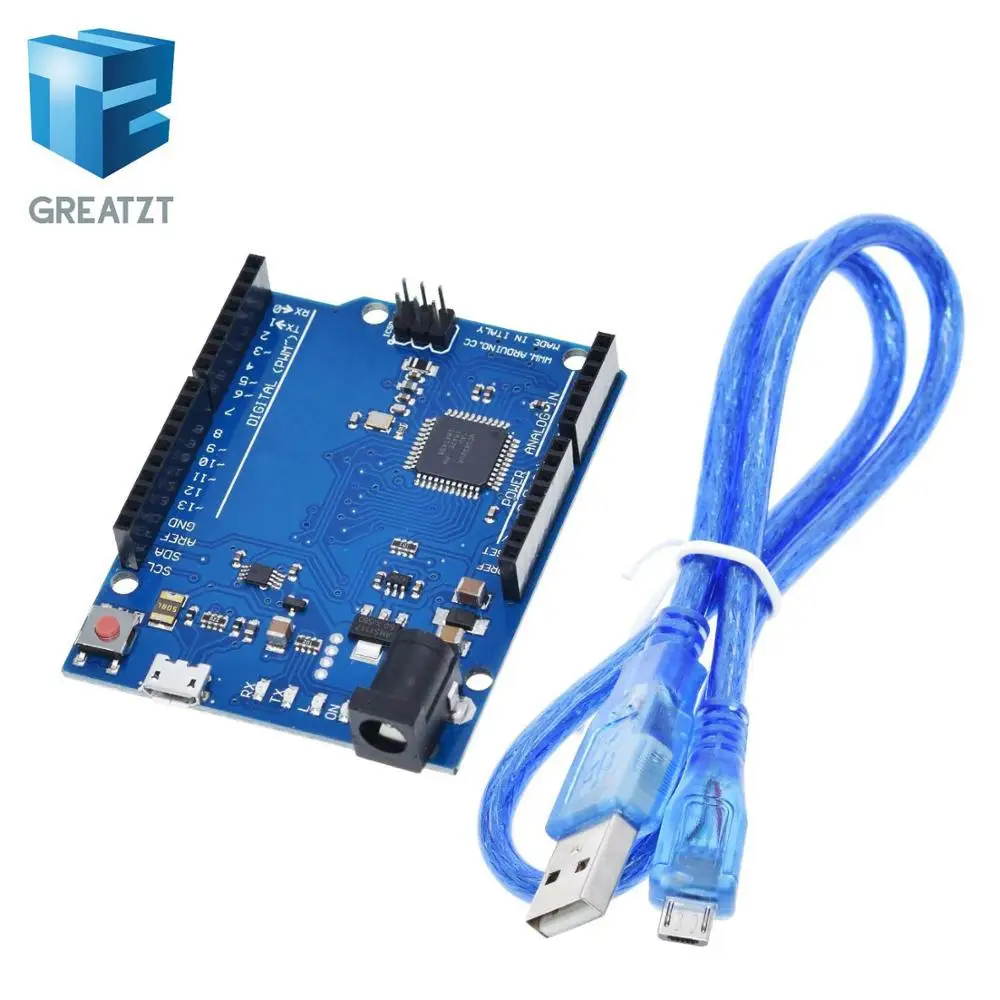 Микроконтроллер GREATZT Leonardo R3 Atmega32u4 макетная плата с USB кабелем совместимый Arduino
