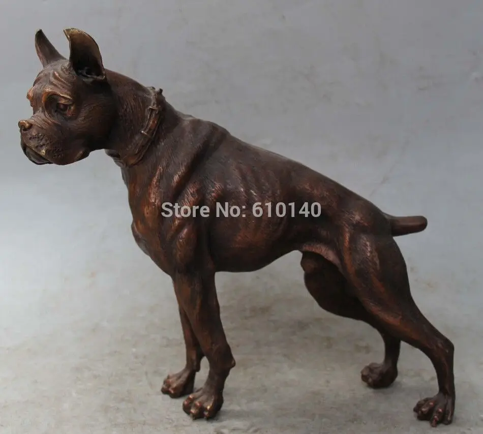 

10" Bronze Zodiac Year Animal Dog Doggy hound Pooch Mutt Wolf wolfish Statue