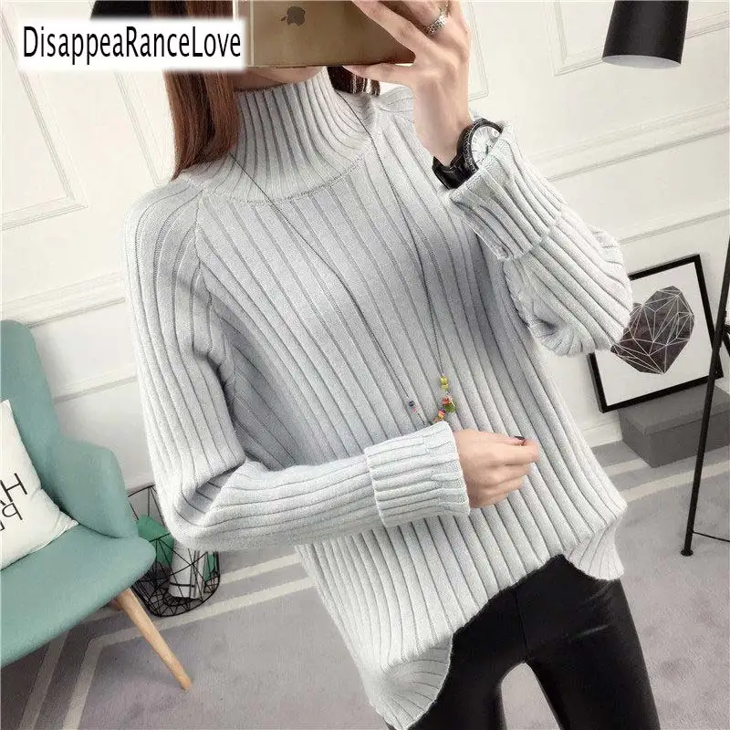 

DisappeaRanceLove 2019 Thick Sweater Autumn And Winter Turtleneck Knitted Sweater Women sweaters and pullovers coat women
