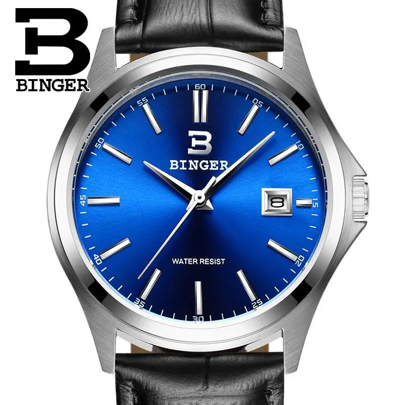 

Luxury Men's Watch Switzerland BINGER brand Quartz Stainless Steel clock Waterproof Complete Calendar Male Wristwatches B3052A8