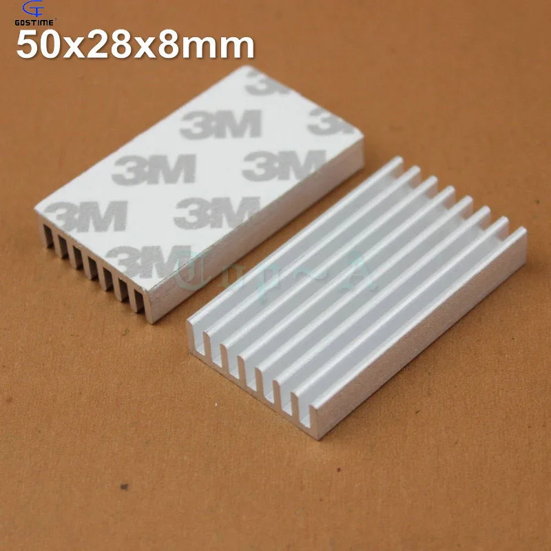 Gdstime 50pcs 50x28x8mm Heatsink Aluminum DIY Heat Sink For LED VGA RAM