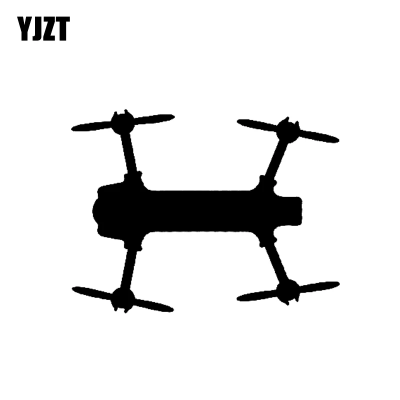 YJZT 12.5CM*9.5CM Cartoon Vinyl Decal Car Sticker Quadcopter UAV Drone Black/Silver C3-0163