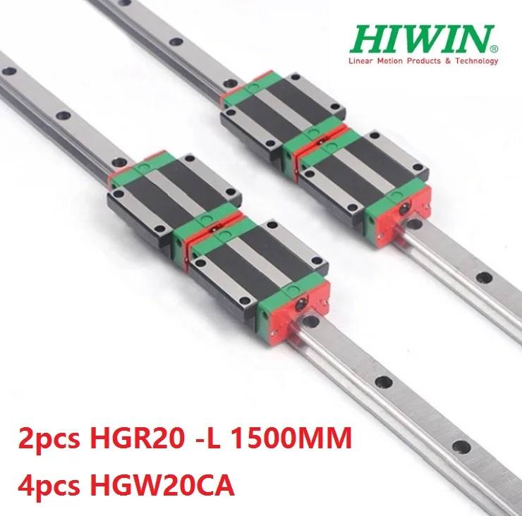 

2pcs Taiwan HIWIN linear guide rail HGR20 - 1500MM + 4pcs HGW20CA linear flanged blocks for cnc