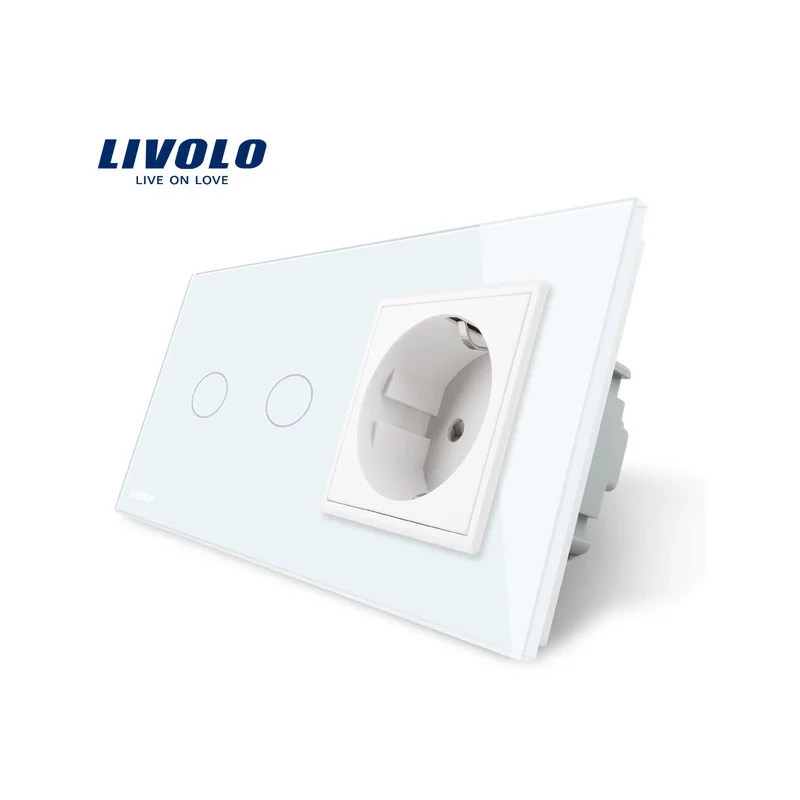 Штепсельная розетка Livolo 16A европейского стандарта панель из белого