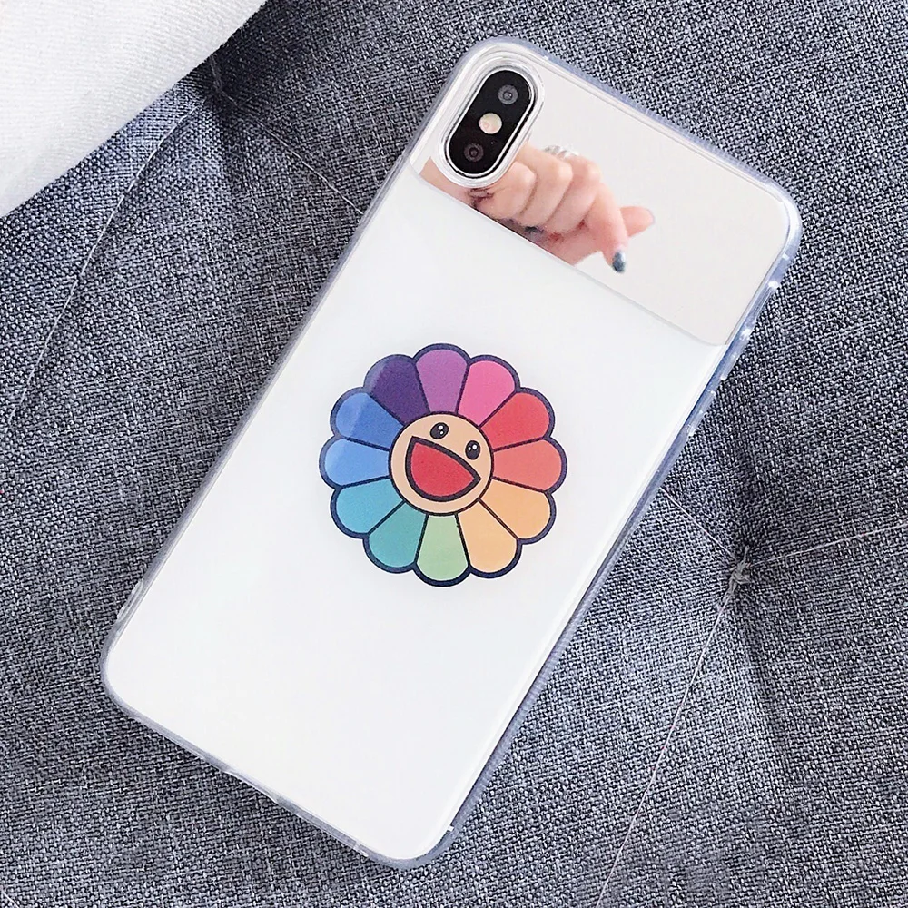 KIPX1126C_3_JONSNOW Mirror Soft Case for iPhone 6S 7 8 Plus X XS XR XS Max Cover Cases Glossy Flower Heart Pattern Mirror Protector