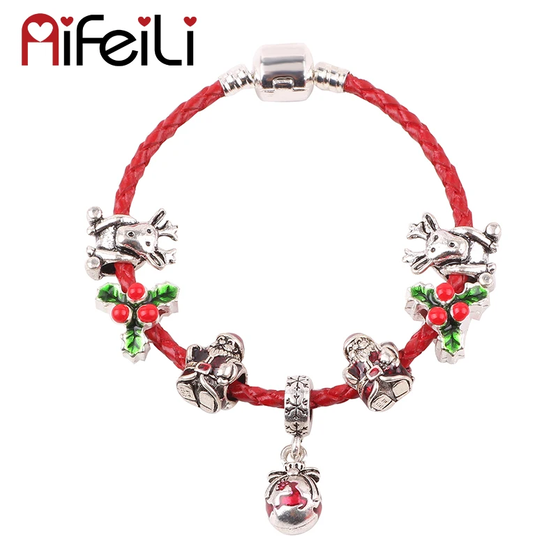 

AIFEILI Santa Claus Elk Beads Beautiful Christmas Gifts Preferred DIY Fit Women Bracelet Jewelry European Charm