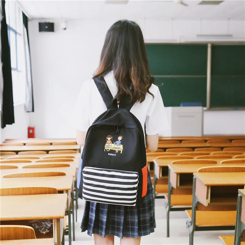Menghuo School Backpacks for Teenage Girls Emboridery Women Canvas Backpack Female Cute Japan and Korean Backpack Travel BagsXDIX7600