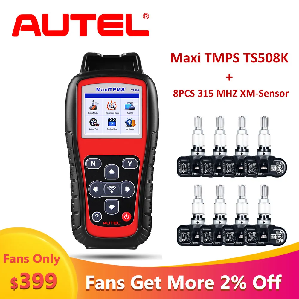 Autel TS508K+ 8 шт. 315 МГц TPMS датчик давления в шинах OBD2 автомобильный диагностический инструмент Scania контроль давления в шинах Автомобильный сканер