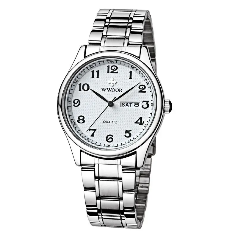 

Original Mens Watch Brand WWOOR Auto Date Steel Sport Wristwatch Relojes Dress Men Casual Watches (Japan Al33A Quartz Movement