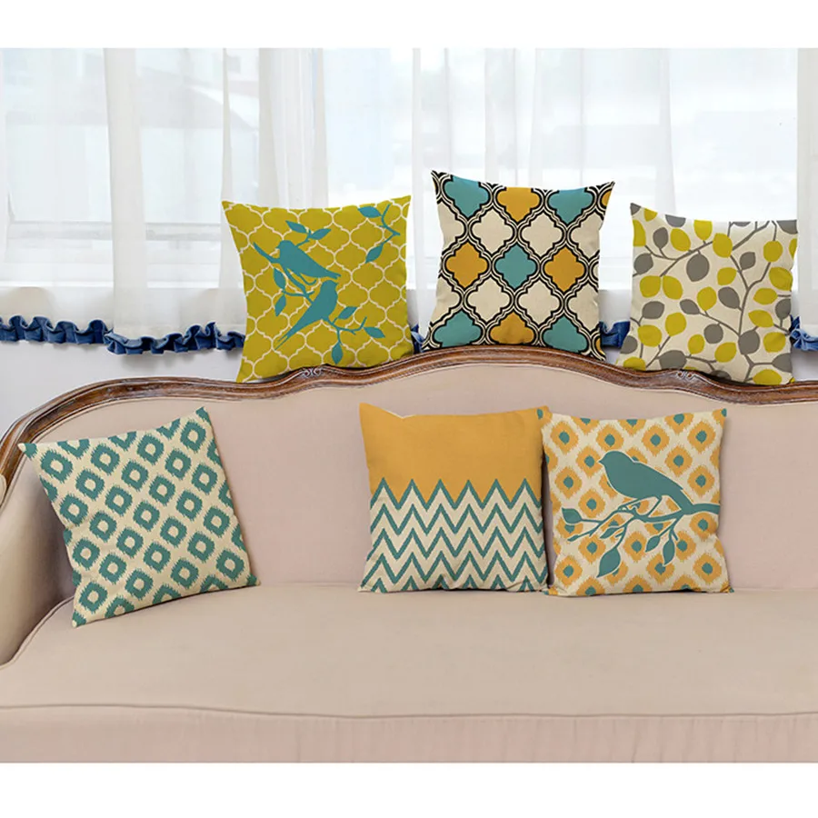 

Plant and Flower birds Geometry Cushion pillowcase 45*45 cm European Style luxury Home Decor Throw Pillow sofa Cojines