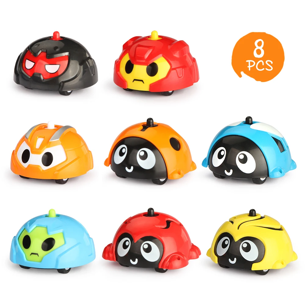 

8PCS Insects and Machine Armor Gyroscope Inertial Car Educational Toys Halloween Gift