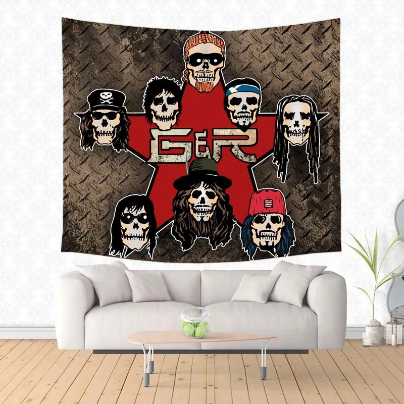 Wall Hanging Tapestry Guns and Rose Pattern Sandy Beach Picnic Throw Rug Blanket Travel Sleeping Pad Camping Tent | Дом и сад