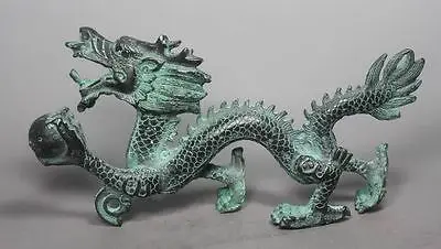 Красивая китайская старая Изысканная Бронзовая статуэтка дракона ручной работы