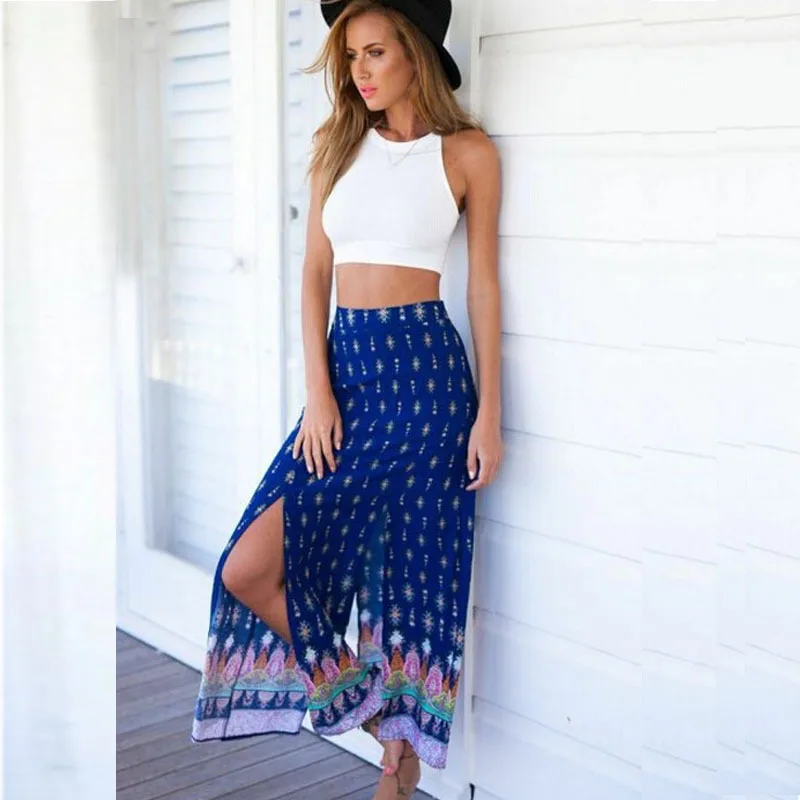 Women Skirt Nice Summer Bohemian Print Printed Beach Skirts Elastic