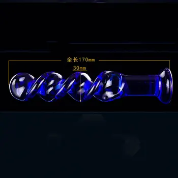 blue Glass plug anal drill sex toys for woman lesbian G SPOT squirt Crystal hook dildo anal prostate stimulator anus BUTTplug 5