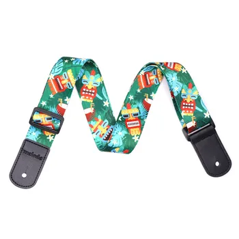 

2019 new hot sale leather head ends soft colors pattern ukulele strap UK-012