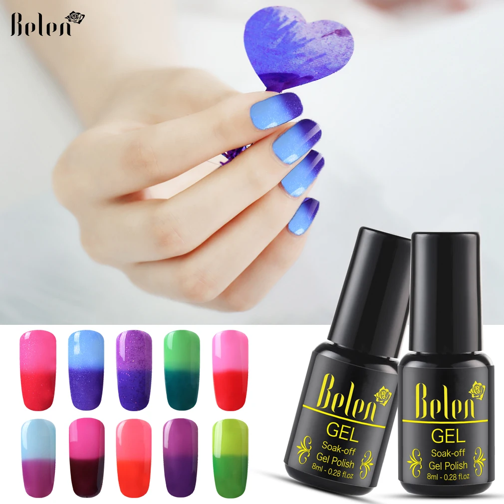 

Belen 8ml Change Temperature UV Nail Gel Polish Thermal Color Gel Lacquer UV Hybrid Lucky Varnish Manicure Thermo Base Top