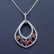 Изысканные Ожерелья Стерлингового Серебра 925 Ювелирные Изделия Кулон CZ Камень с Цепи Для Женщин