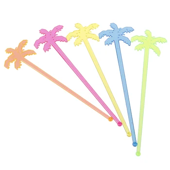 

50pcs Coconut Tree Cocktail Swizzle Sticks Drink Stirrer Plastic Night-club Drink/wine Decor Wholesale Coffee Muddler Puddler