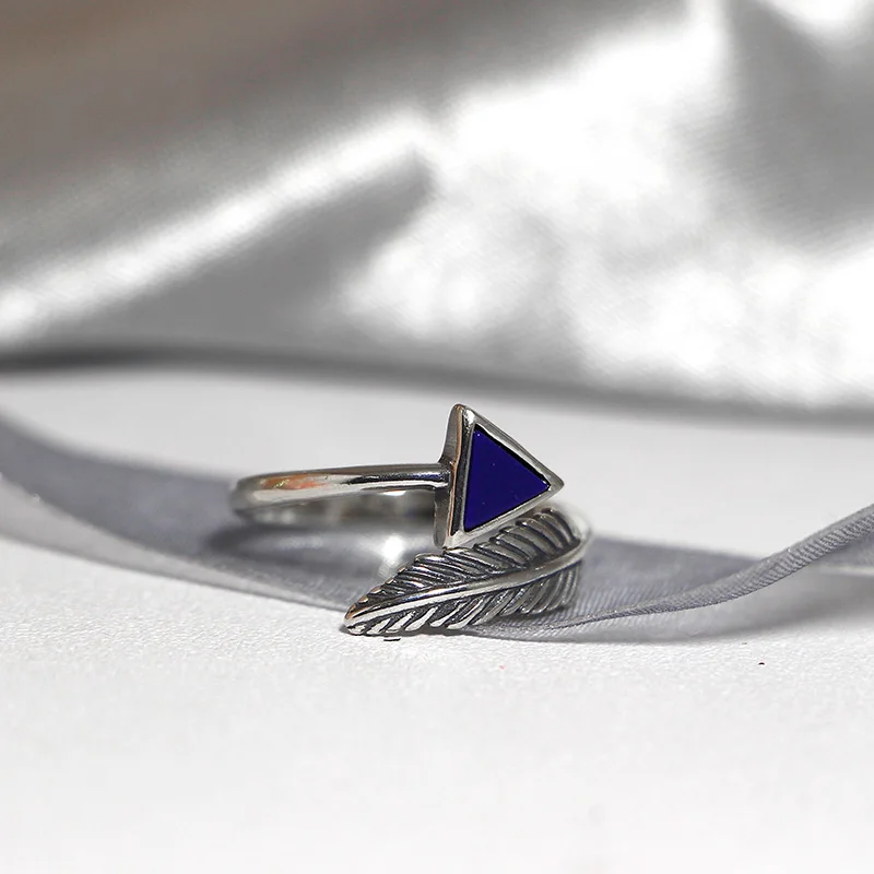 Элегантное качество 925 регулируемые кольца винтажное перо кольцо с коллантом кольцо из стерлингового серебра 925 для женщин 925 ювелирные изделия