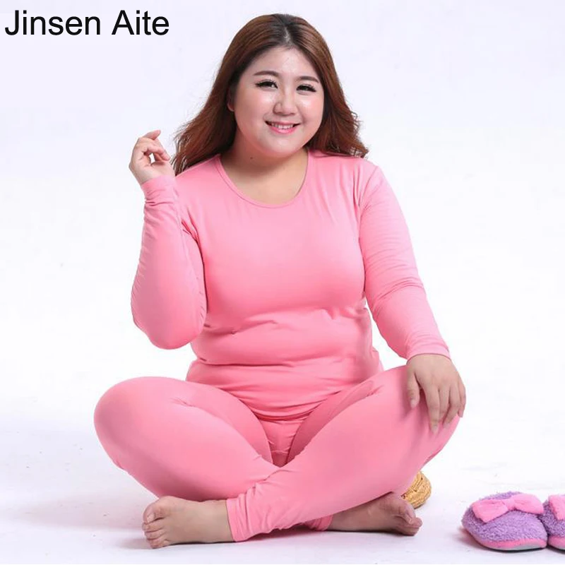 

Jinsen Aite Plus Size 6XL Women Thermal Underwear Winter Underwear Sets Elasticity Slim Warm High Quality Female Long Johns JS70