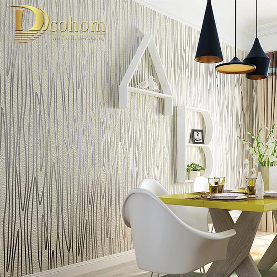 

High Quality Thick Flocked Geometric 3D Modern Striped Wallpaper For Walls White Grey Luxury Wall Paper Rolls For Living Room