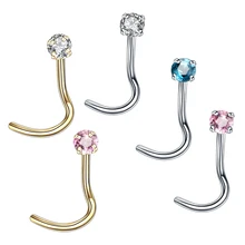 1 шт., 20 г, стальные кольца для пирсинга носа, Zircon, золото, пирсинг носа, шпильки, кольца, серебро, Neus, ювелирные изделия для пирсинга тела, пирсинг