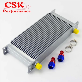 

19 Row AN8 Universal Aluminum Engine Transmission 248mm Oil Cooler British Type w/ Fittings Kit Silver