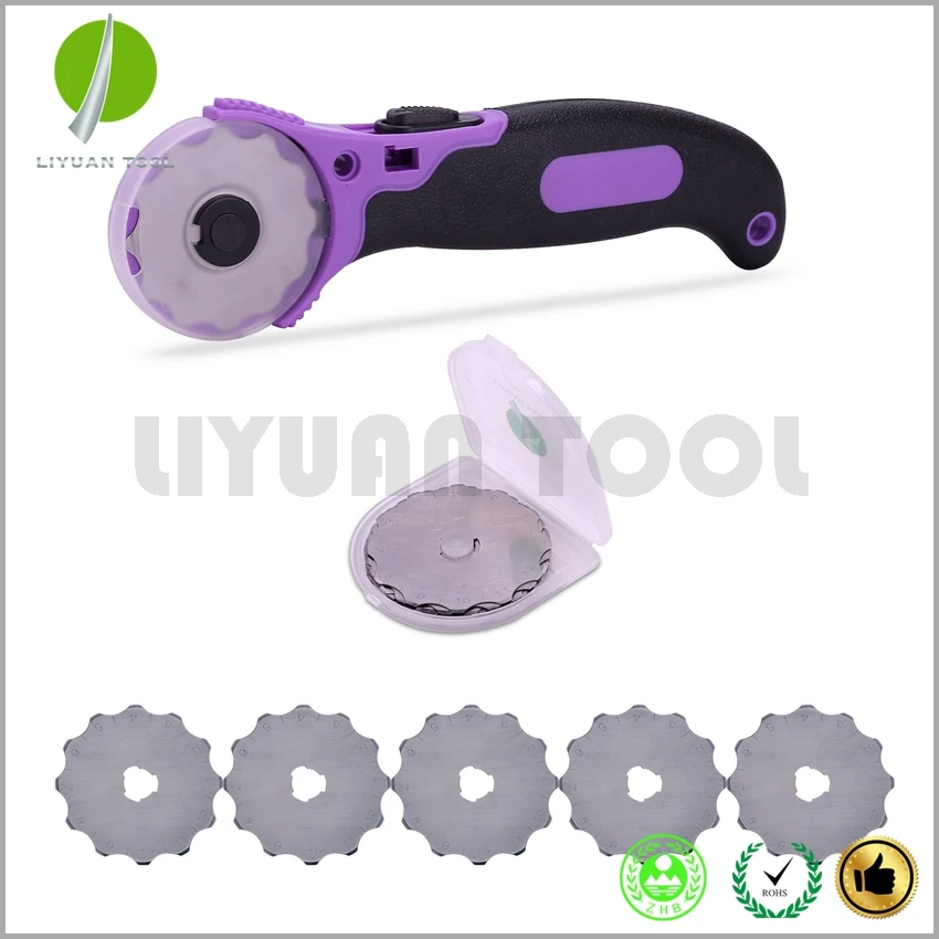

45MM Rotary Cutter Quliting Tool for Making Perfect Holes with 5pcs New Replacement Crochet Edge blades 12 Skip edges