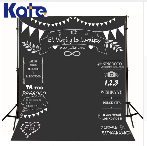 

Kate Custom Wedding Blackboard Name Date Photocall kate Photography Studio Wedding Background Photo Backdrop Invite Signature