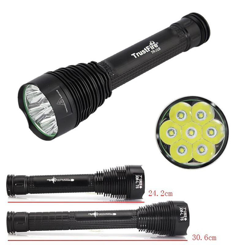 Trustfire TR-J18 светодиодный тактический фонарь 7x CREE XM-L T6 8000 Люмен, с чехлом, Водонепроницаемый работающая вне дома фонарь для кемпинга светодиодные лампы