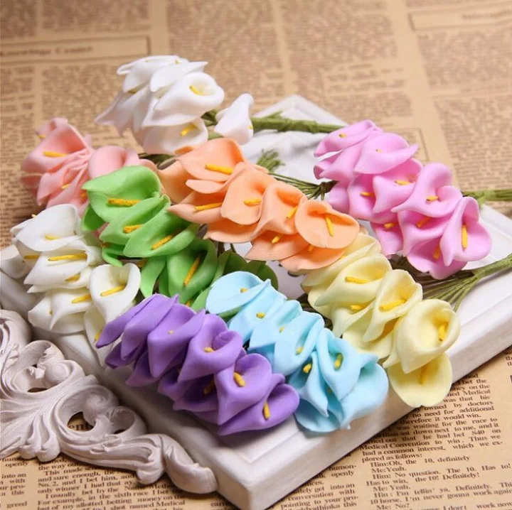

1.5cm lily foam flower Calla Bouquet handmade for Gift Box Scrapbooking Craft Birthday Wedding Party Decoration DIY favor Wh