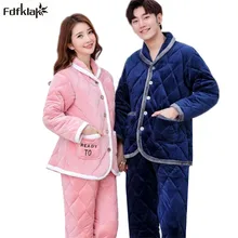 Fdfklak Высококачественная зимняя Пижама для пары плотная теплая Фланелевая Пижама для женщин, большие размеры, мужская пижама, комплект домашней одежды