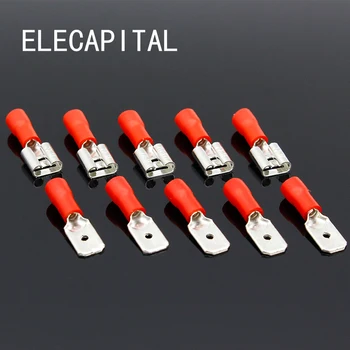 

200PCS 6.3mm Female Male Spade Insulated Electrical Crimp Terminal Connectors H1E1 Cable Terminals