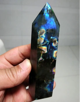 

Natural beautiful labradorite QUARTZ CRYSTAL WAND POINT HEALING