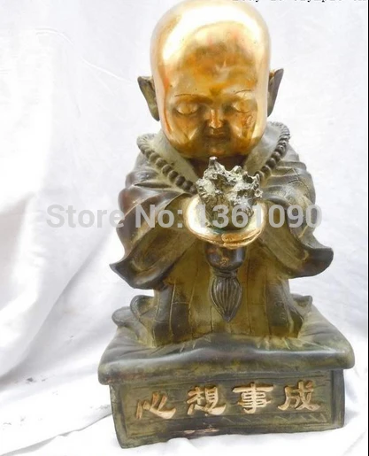 

xd 001046 13" China bronze gild May all your wish come true buddha Sculpture statue