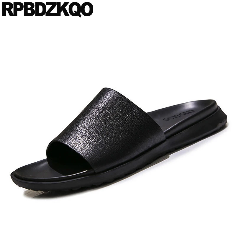 

designer black 2019 open toe shoes water men sandals leather summer slides flat outdoor native slippers waterproof beach italian